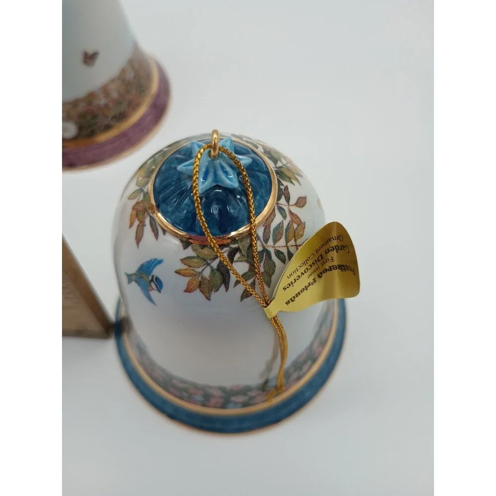 The Bradford Editions Garden Discoveries Kitten Ornaments 3 Bells Kitty Cat